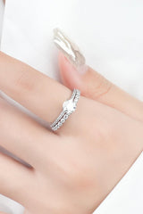 2-Piece 925 Sterling Silver Moissanite Ring - Trendsi