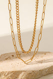 18K Gold Plated Layered Chain Necklace - Trendsi