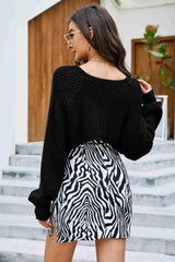 Rib-Knit Cropped Poncho - Flyclothing LLC