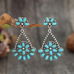 Artificial Turquoise Teardrop Earrings - Flyclothing LLC