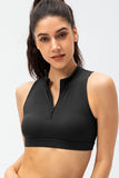 Full Size Cropped Cutout Back Zipper Front Active Tank Top - Flyclothing LLC