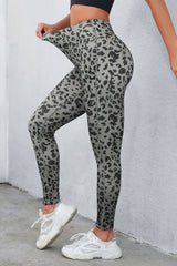 Leopard Print Wide Waistband Leggings - Flyclothing LLC