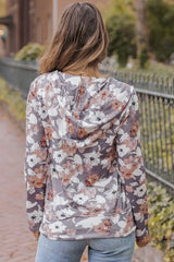 Floral Zip Up Pocketed Hoodie - Flyclothing LLC