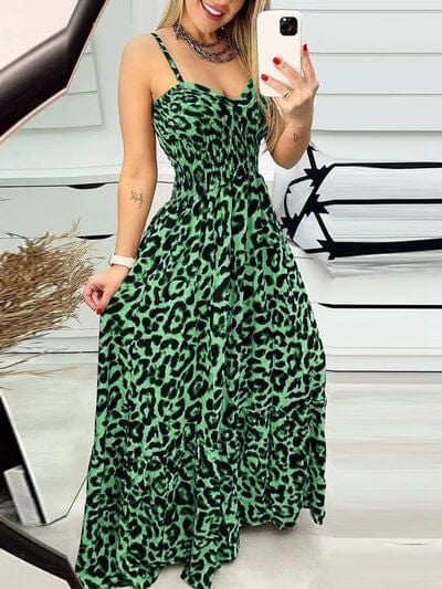 Leopard Sweetheart Neck Cami Dress - Trendsi