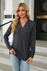 V-Neck Long Sleeve Blouse - Flyclothing LLC