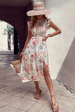 Floral Smocked Butterfly Sleeve Slit Dress - Flyclothing LLC