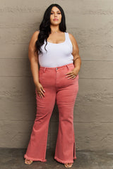 RISEN Bailey Full Size High Waist Side Slit Flare Jeans - Flyclothing LLC