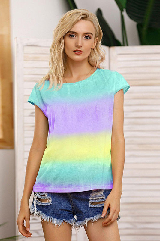 Tie Dye Round Neck Short Sleeve Tee - Trendsi