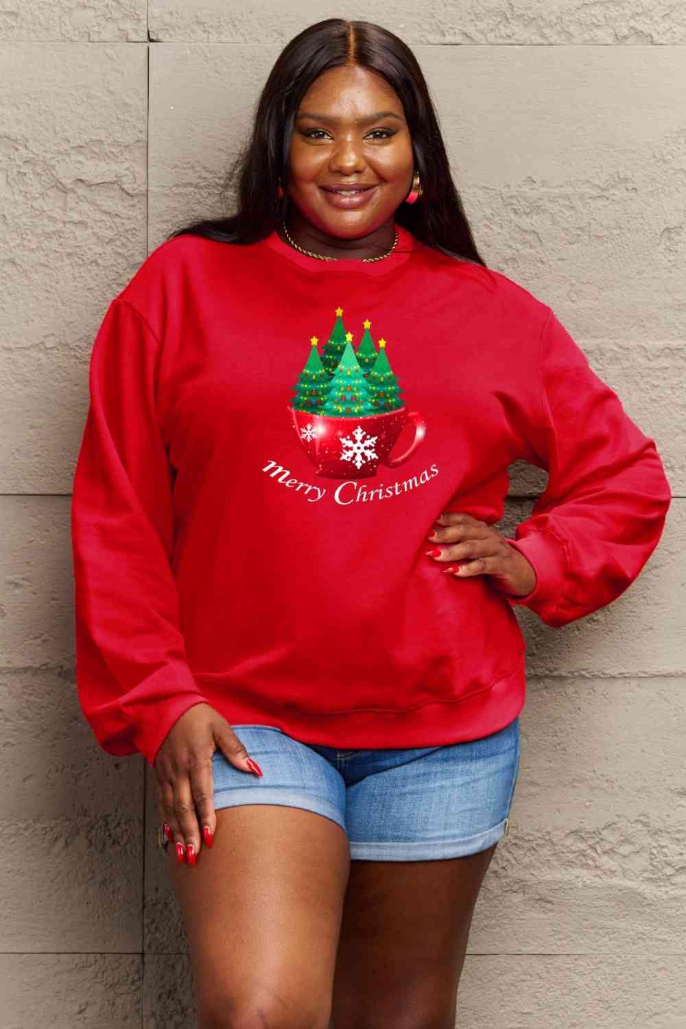 Simply Love Full Size MERRY CHRISTMAS Graphic Sweatshirt - Flyclothing LLC