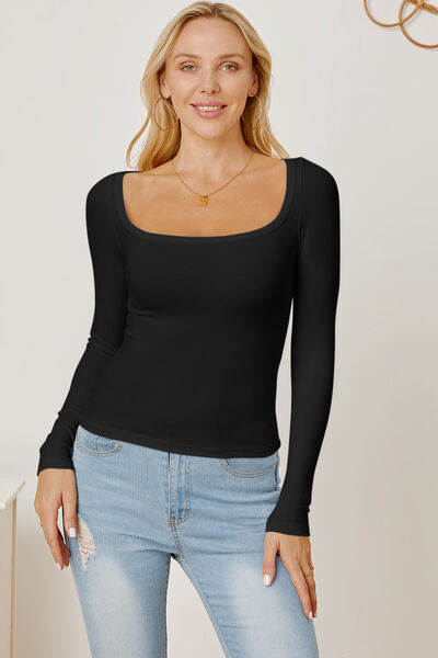 Square Neck Long Sleeve T-Shirt - Flyclothing LLC