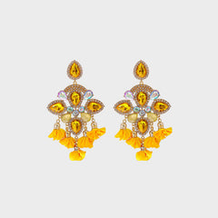 Flower Shape Rhinestone Alloy Dangle Earrings - Flyclothing LLC