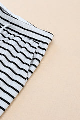 Striped Drawstring Waist Wide Leg Pants - Flyclothing LLC