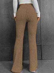 Ribbed High Waist Bootcut Pants - Flyclothing LLC