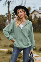 Cable-Knit Long Sleeve Hooded Jacket - Flyclothing LLC