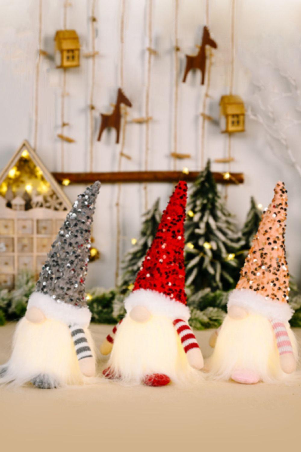 3-Pack Sequined Light-Up Christmas Gnomes - Flyclothing LLC