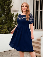 Plus Size Ruched Round Neck Short Sleeve Dress - Flyclothing LLC