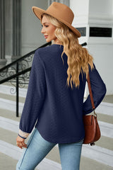 V-Neck Long Sleeve Blouse - Flyclothing LLC