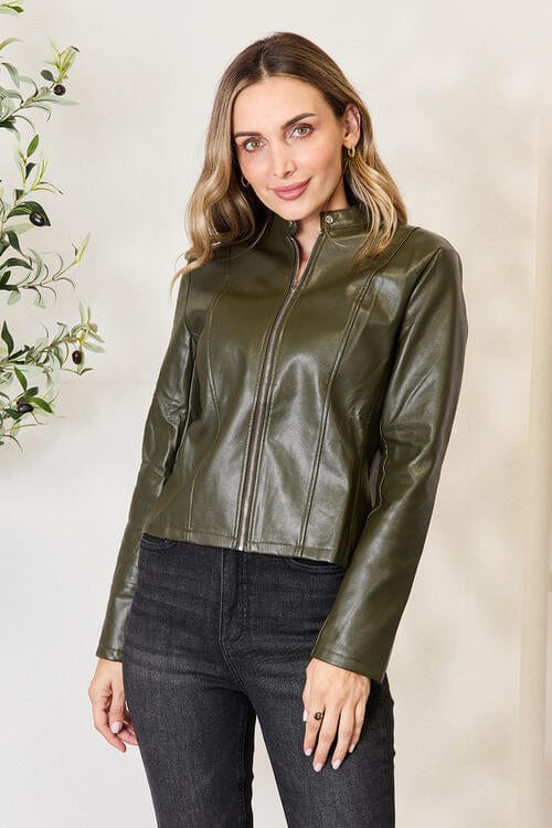 Mock Neck Zip Up Jacket - Flyclothing LLC