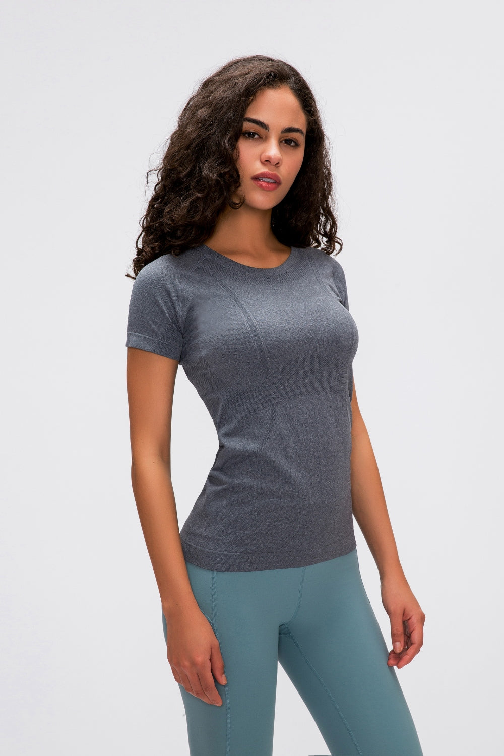 Round Neck Short Sleeve Active T-Shirt - Flyclothing LLC