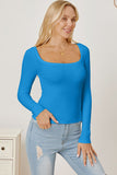 Square Neck Long Sleeve T-Shirt - Flyclothing LLC