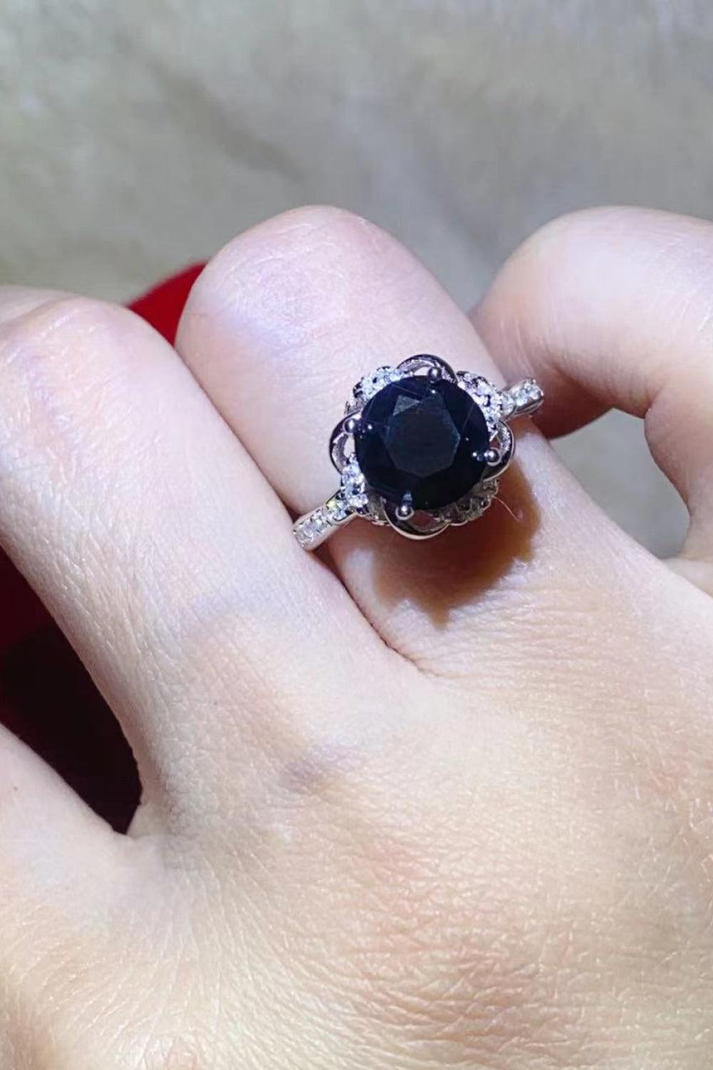 2 Carat Black Moissanite Floral Ring - Flyclothing LLC