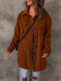 Drop Shoulder Button Down Collared Coat - Flyclothing LLC