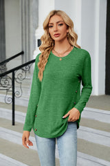 Round Neck Long Sleeve T-Shirt - Flyclothing LLC