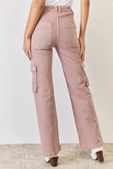 RISEN Full Size High Rise Cargo Wide Leg Jeans - Flyclothing LLC