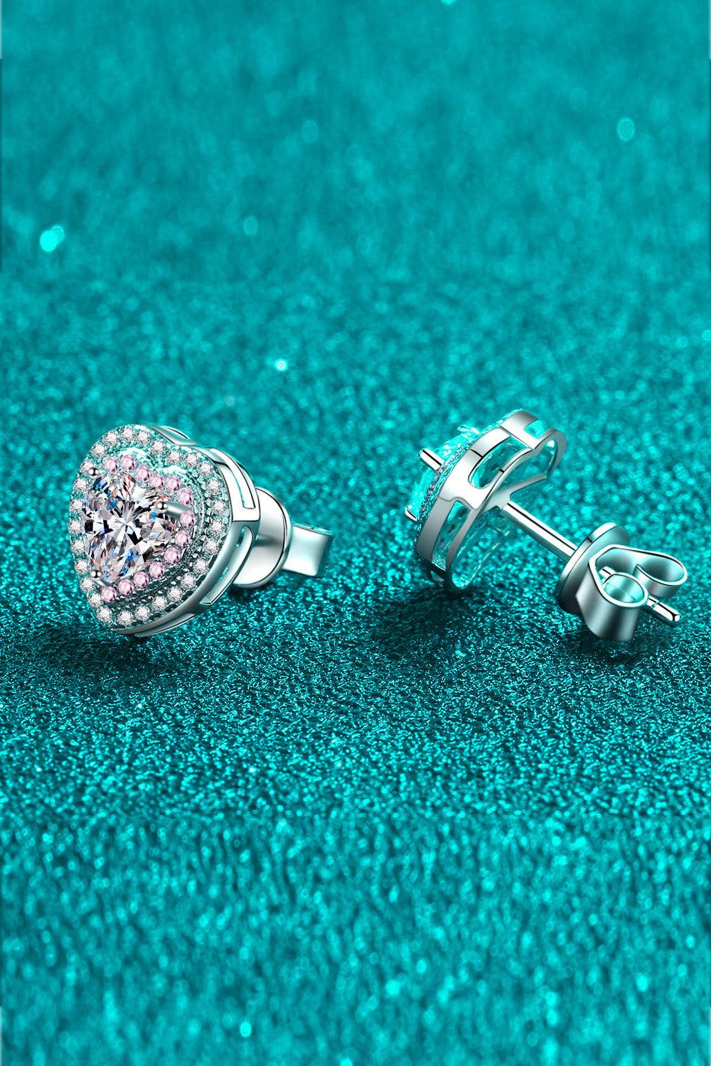 Moissanite Heart-Shaped Stud Earrings - Flyclothing LLC