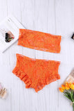 Lace Tube Top and Frill Trim Panty Lingerie Set - Flyclothing LLC