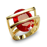 Alamode Gold 925 Sterling Silver Ring with Synthetic Garnet in Ruby - Flyclothing LLC