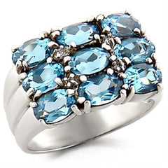 Alamode High-Polished 925 Sterling Silver Ring with Synthetic Spinel in Sea Blue - Alamode