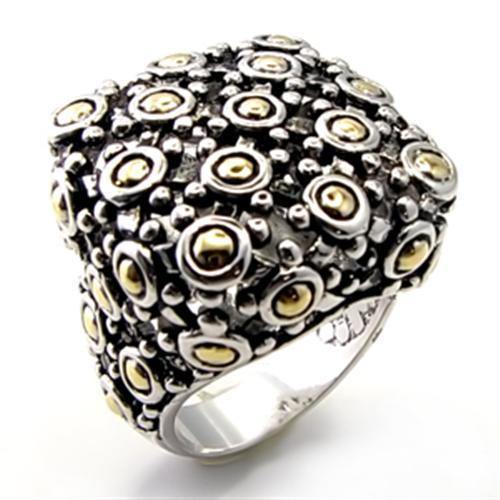 Alamode Reverse Two-Tone Brass Ring with No Stone - Alamode