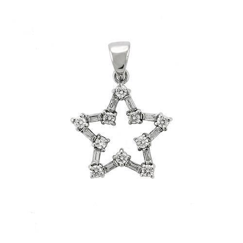 Alamode High-Polished 925 Sterling Silver Pendant with AAA Grade CZ in Clear - Alamode