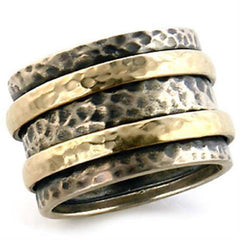 Alamode Matte Gold & Rhodium Brass Ring with No Stone - Alamode