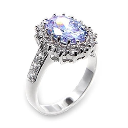 Alamode Rhodium Brass Ring with AAA Grade CZ in Light Amethyst - Flyclothing LLC