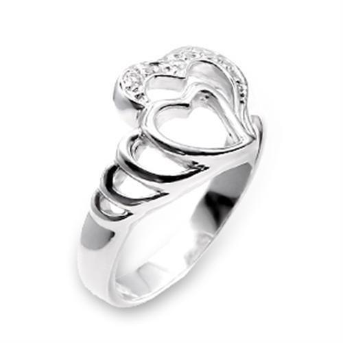 Alamode High-Polished 925 Sterling Silver Ring with AAA Grade CZ in Clear - Flyclothing LLC