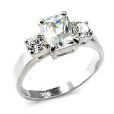 Alamode High-Polished 925 Sterling Silver Ring with AAA Grade CZ in Clear - Alamode