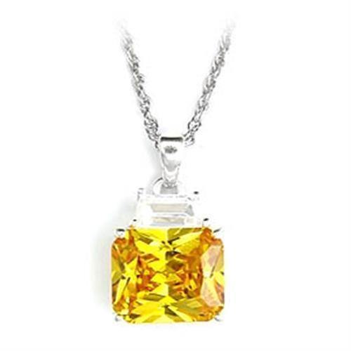 Alamode High-Polished 925 Sterling Silver Pendant with AAA Grade CZ in Topaz - Alamode