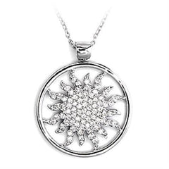 Alamode High-Polished 925 Sterling Silver Chain Pendant with AAA Grade CZ in Clear - Alamode