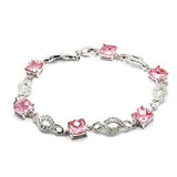 Alamode Rhodium Brass Bracelet with AAA Grade CZ in Rose - Alamode