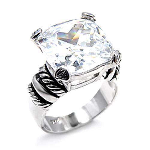 Alamode Rhodium 925 Sterling Silver Ring with AAA Grade CZ in Clear - Flyclothing LLC