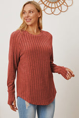 Basic Bae Full Size Ribbed Thumbhole Sleeve T-Shirt - Flyclothing LLC