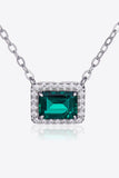 Lab-Grown Emerald Rectangle Pendant Necklace - Flyclothing LLC