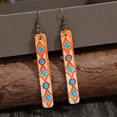 Geometric Leather Bar Earrings - Flyclothing LLC