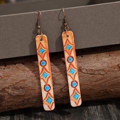 Geometric Leather Bar Earrings - Flyclothing LLC