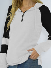 Waffle-knit Raglan Sleeve Zipper Front Hoody - Flyclothing LLC