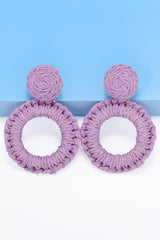 Round Shape Raffia Grass Dangle Earrings - Flyclothing LLC