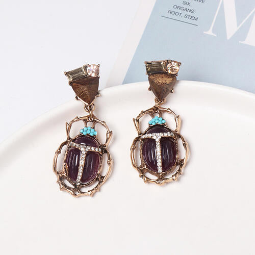 Beetle Shape Rhinestone Alloy Dangle Earrings - Flyclothing LLC