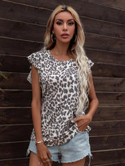 Round Neck Butterfly Sleeve Top - Flyclothing LLC